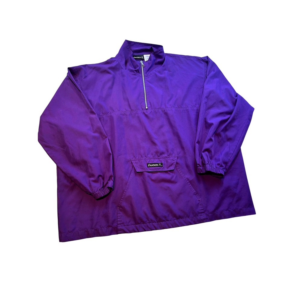Vintage Danskin Purple Half Zip Windbreaker Pullover Jacket Mens XL/2XL